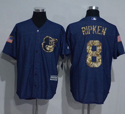Orioles #8 Cal Ripken Denim Blue Salute to Service Stitched MLB Jersey